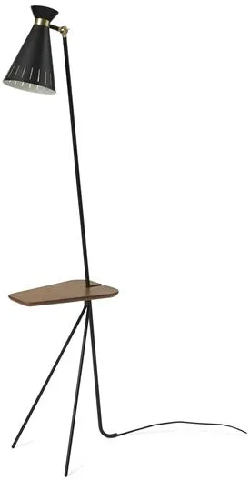 Warm Nordic Cone Floor Lamp with Table Black Noir