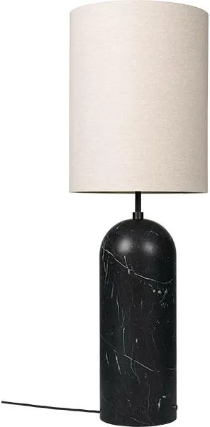 GUBI Gravity Floor Lamp Black Marble and Canvas Shade XL Tall