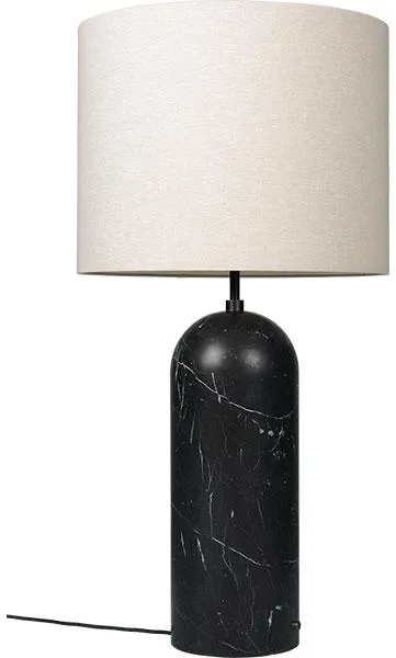 GUBI Gravity Floor Lamp Black Marble and Fabric Shade XL Low