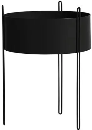 Woud Pidestall Potted Plant Large Black