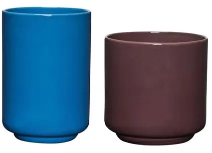 Hübsch Deux Pot Set of 2 Red-brown/Blue