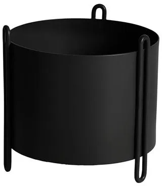 Woud Pidestall Potted Plant Small Black