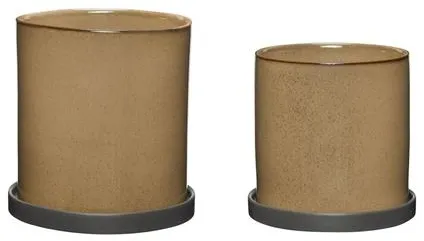 Hübsch Era Pot Beige Set of 2