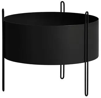 Woud Pidestall Potted Plant Medium Black