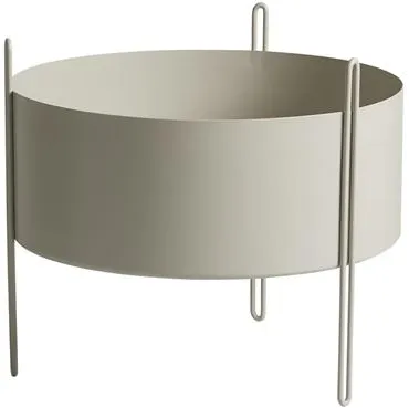 Woud Pidestall Potted Plant Medium Grey